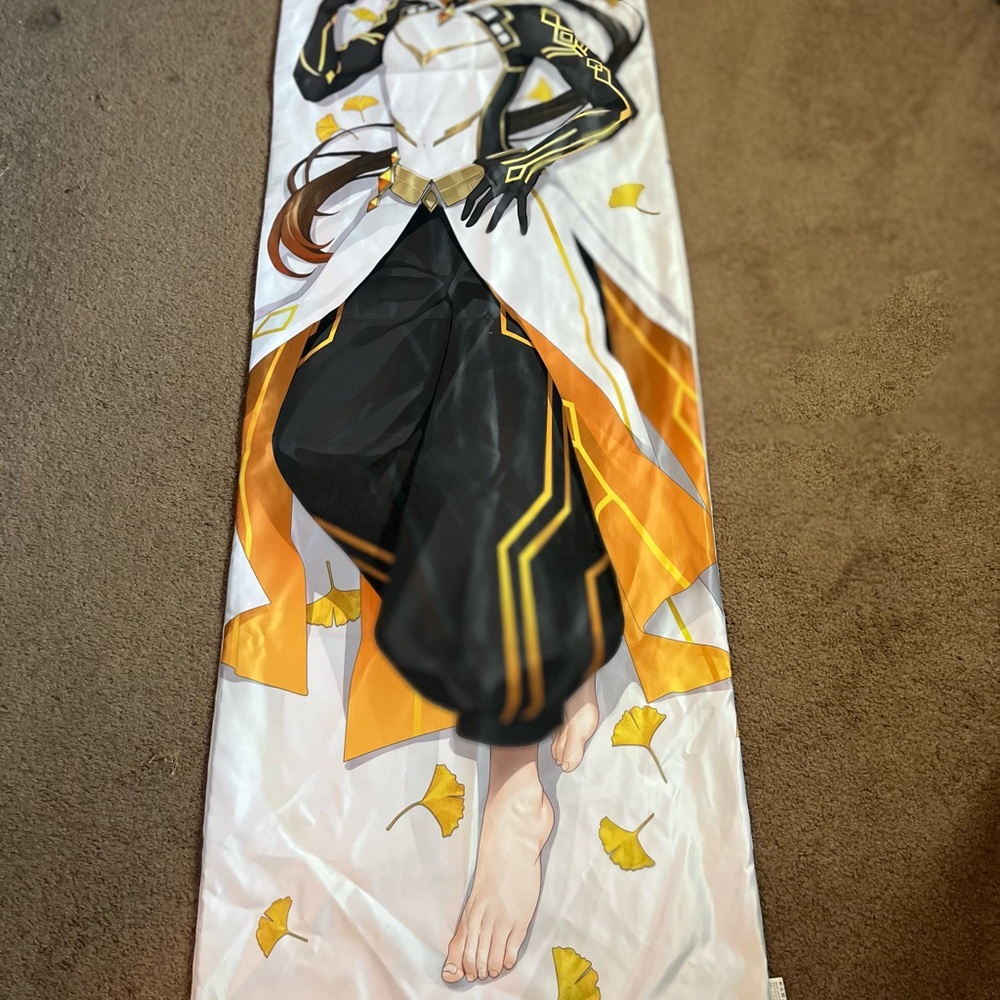 Anime Character Pillow Cover - Black, White, and Gold Dakimakura like New H51